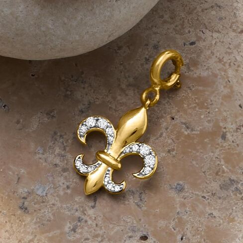 Ross-Simons 0.10 ct. t.w. Diamond Fleur-De-Lis Charm in 18kt Gold Over Sterling in Saudi Arabia