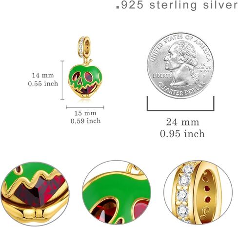 Poison Apple Charm 925 Sterling Silver Evil Queen Apple Skull Face Jewelry Gift Cosplay for Evil Queen Accessories for Women in Saudi Arabia