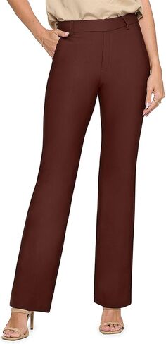 ICONOFLASH Women’s Stretch Ponte Dress Pants - Straight Leg Pull-On Mid Rise Casual Trousers Work Pants Small-XXXL in Kuwait