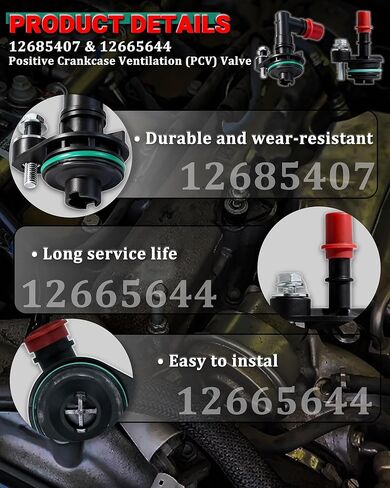 12685407 & 12665644 صمام PCV - صمام تهوية علبة المرافق الإيجابية متوافق مع Chevy Cruze، Equinox، Malibu، Trax، Volt، GMC Terrain، Buick Encore (2016-2024) in Kuwait