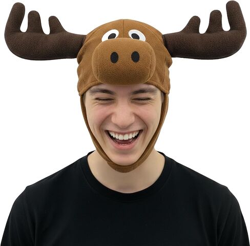 Vaulted Skulls & Co Moose Hat | Deer Hats | Moose Antlers Costume Hat | Animal Winter Hats | Deer Antlers Costume | Mooses Costumes Accessories | Brown | Adjustable Size | Adult in Saudi Arabia