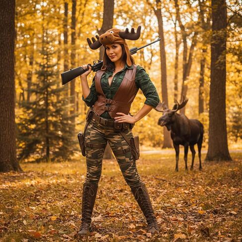 Vaulted Skulls & Co Moose Hat | Deer Hats | Moose Antlers Costume Hat | Animal Winter Hats | Deer Antlers Costume | Mooses Costumes Accessories | Brown | Adjustable Size | Adult in Saudi Arabia