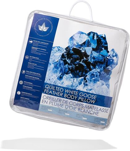 Canadian Down & Feather Co. - Quilted White Goose Feather Body Pillow 60" Long - 255 TC Shell 100% Cotton - Filled in Canada in Kuwait