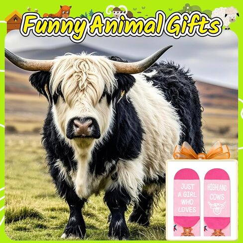 هدايا بقرة HAPPYPOP Highland للفتيات - جوارب لطيفة على شكل حيوانات اسكتلندية للفتيات من عمر 10 إلى 12 عامًا in Kuwait