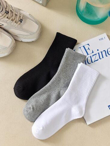 3pairs Long Tube Solid Color Fashion Simple Fashion Versatile Daily Decoration Women's Socks Suitable For Home Life, Fall in Saudi Arabia