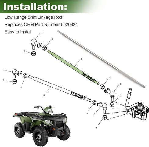 Low Range Shift Linkage Rod 5020824 Compatible with Polaris Sportsman 500 400 - Silver in Saudi Arabia