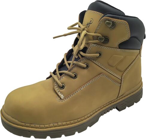 Water Resistant Work Boots Composite Toe Shoes Non Slip Construction Leather Boots Puncture Proof Indestructible Steel Toe Shoes Electrical Resistance Shoe Wheat in Saudi Arabia