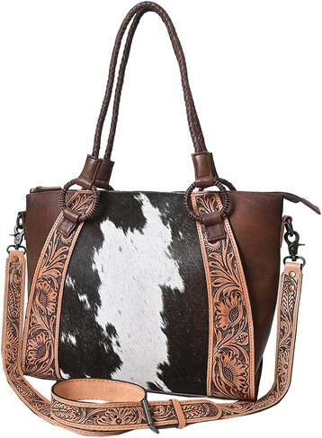 American Darling Tote Hair-On Hand Tooled Genuine Leather Western Women Bag Handbag Purse | Travel Bags College Casual in Saudi Arabia