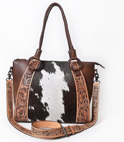 American Darling Tote Hair-On Hand Tooled Genuine Leather Western Women Bag Handbag Purse | Travel Bags College Casual in Saudi Arabia