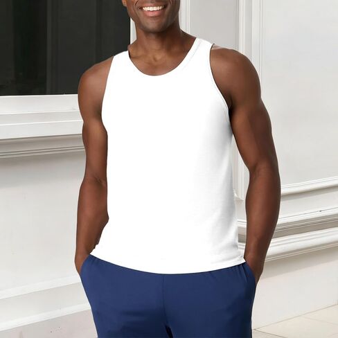 Men's Tank Top - Basic Sleeveless Crew Neck Casual Tee in Saudi Arabia