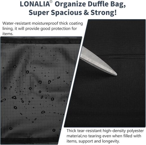 52 Inch Large Duffle Bag for Travel Camping - 180L Extra Large Heavy Duty Duffel Bag, Sport Equipment Storage Bag with 2 Sides Handles-Black in Kuwait