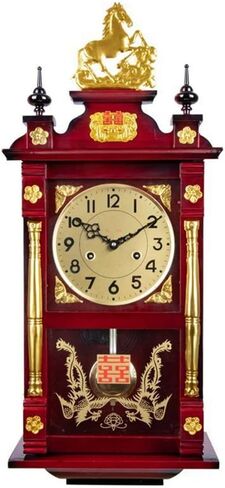 Old Mechanical Wall Clock Solid Wood String Clockwork Time Table Chinese Retro Living Room in Saudi Arabia
