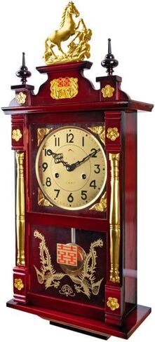 Old Mechanical Wall Clock Solid Wood String Clockwork Time Table Chinese Retro Living Room in Saudi Arabia