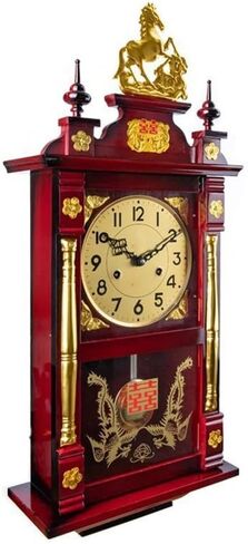 Old Mechanical Wall Clock Solid Wood String Clockwork Time Table Chinese Retro Living Room in Saudi Arabia