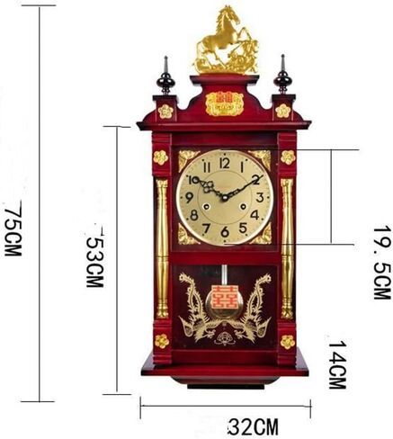 Old Mechanical Wall Clock Solid Wood String Clockwork Time Table Chinese Retro Living Room in Saudi Arabia