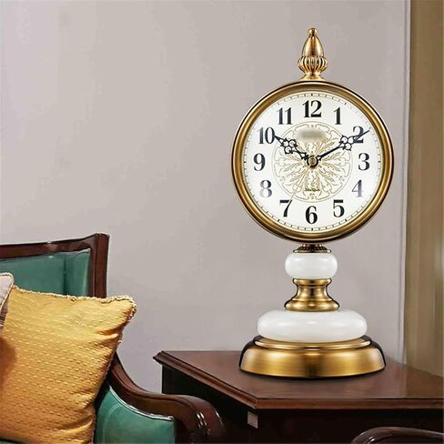 Sitting Room Seat Clock Metal Plated Copper Quartz Pendulum Table Retro in Saudi Arabia