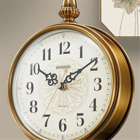 Sitting Room Seat Clock Metal Plated Copper Quartz Pendulum Table Retro in Saudi Arabia