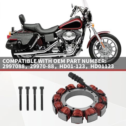 Stator For Har-ley Davidson Electra Glide 1989-1996 Softail, Custom, Fat Boy, Heritage, Springer,Dyna,Springer,Sport Glide 1989-1999, Replace 29970-88 in Saudi Arabia