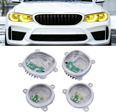 63118737144 Drl وحدة وحدة التحكم، Led Drl عيون الملاك مناسبة لـ 2020-2021 لسيارات BMW 330e 2021 لسيارات BMW 330e Xdrive 2019-2021 لسيارات BMW 330i 330i Xdrive 2020-2021 لسيارات BMW M340i M340i Xdrive 4 قطع in Saudi Arabia