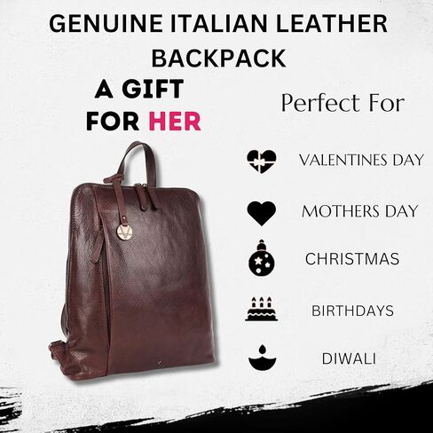 Genuine Italian Leather Bundle – 14.5" Beige Leather Backpack with Adjustable Straps & Small Crossbody Bag for Women – Stylish, Trendy, and Versatile Set for Everyday Use in Saudi Arabia