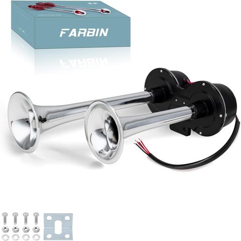 FARBIN Car Horns 12V Electric Truck Horn Loud Train Horn for Car Dual Horns for Motorcycle Semi Truck Pickup SUV Boat (Black) in Saudi Arabia