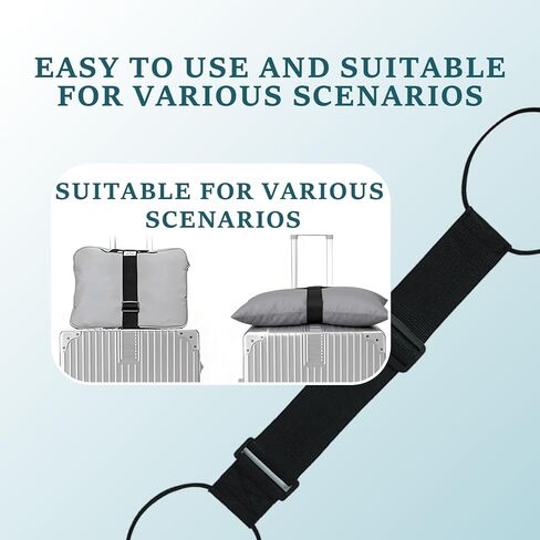 عبوتان من حزام الأمتعة للحمل على الحقيبة، أشرطة موصل قوية قابلة للتعديل متعددة الاستخدام، حزام سفر مرن أسود لحقيبة السفر، حقيبة الظهر، حقيبة اليد، سهل الالتفاف، خفيف الوزن in Kuwait