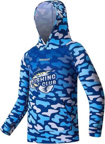 Boys Fishing Shirt KIDS Hoodie Sun Protection Long Sleeve Shirts camo hoodie in Kuwait