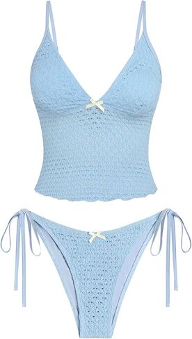 ZAFUL Tankini المايوه للنساء الدانتيل الجاكار Bowknot ديكور البطن التحكم عالية قطع Tanga Tankini مجموعة in Saudi Arabia