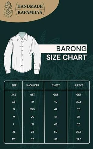 Barong Tagalog للرجال، قميص رسمي فلبيني بأكمام قصيرة باللون الأبيض الأورجانزا مع التطريز، مقاس أمريكي in Kuwait