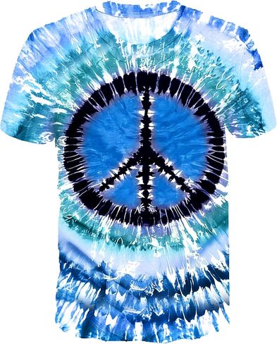 Hippie Costume for Men 60s 70s Peace Love Graphic Tie Dye Shirt Men Colorful Hippie Style Rainbow Tee Tops in Saudi Arabia