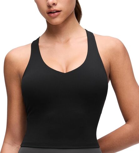 قمصان بدون أكمام قصيرة برقبة على شكل حرف V للنساء من CRZ YOGA Butterluxe - حمالة صدر رياضية مبطنة لاسلكية طويلة لليوجا in Kuwait