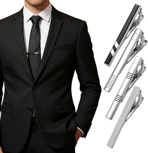 4Pcs Stylish Varnish Tie Clip, Men's Business Tie Clip, Suitable For Formal And Casual Occasions in Saudi Arabia