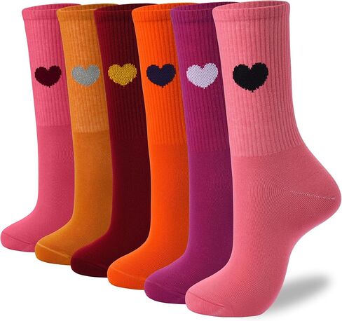 جوارب نسائية قطنية رفيعة - 6 أزواج من الجوارب الناعمة فوق الكاحل كاجوال مع قلب لطيف وممتع مبتكر in Kuwait