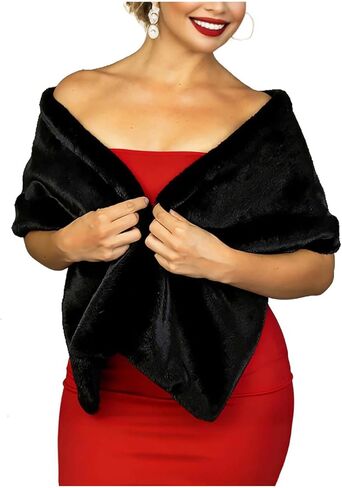 Yalice Women's Wedding Faux Fur Shawl and Wrap Bridal Fur Stole Fur Scarf for Bride and Bridesmaids in Saudi Arabia