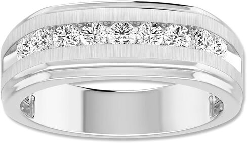 ARCHMAN 10K Solid White Gold, Mens Wedding Band, 1/2 CTW Round Cut Lab Grown Diamond Engagement Ring, Anniversary Band/Ring, Mens Jewelry Size - 10.5 in Saudi Arabia