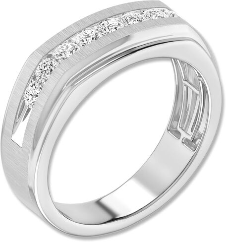 ARCHMAN 10K Solid White Gold, Mens Wedding Band, 1/2 CTW Round Cut Lab Grown Diamond Engagement Ring, Anniversary Band/Ring, Mens Jewelry Size - 10.5 in Saudi Arabia