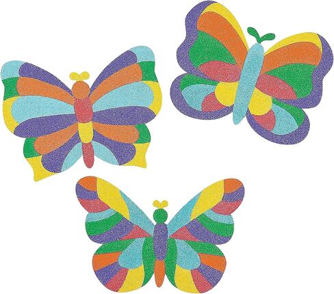 صور فنية على شكل فراشة من الفسيفساء - مجموعة من 12 قطعة - حرف يدوية للاطفال والانشطة المنزلية الممتعة in Kuwait