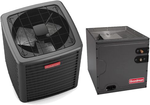 مكثف Goodman 2 TON 14.3 SEER2 AC فقط مع ملف تدفق علوي بعرض 14 بوصة (GLXS4BA2410 CAPTA2422A3) بما في ذلك منظم حرارة مجاني. in Kuwait