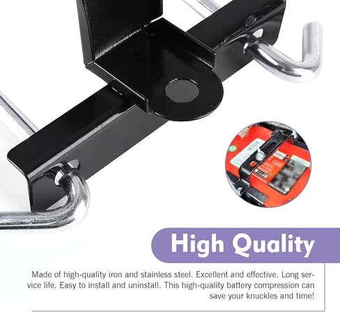 طقم تثبيت بطارية قابل للتعديل، مشابك عرضية للبطارية شديدة التحمل ومقاومة للصدأ مع مسامير J مقاس 10.63 بوصة/27 سم، عالمية للسيارات والشاحنات وسيارات الدفع الرباعي (أسود) in Kuwait