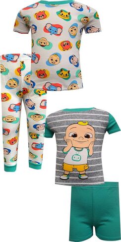 Komar Kids Boys Cocomelon Crew Striped Cotton 4 piece Toddler Pajamas in Saudi Arabia
