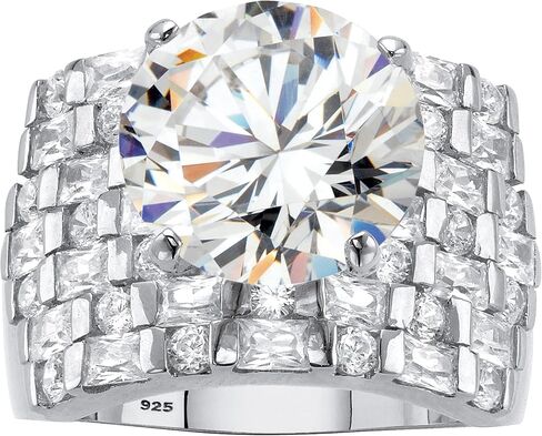 Palm Beach Jewelry Platinum over Sterling Silver Round and Baguette Cubic Zirconia Ring in Saudi Arabia