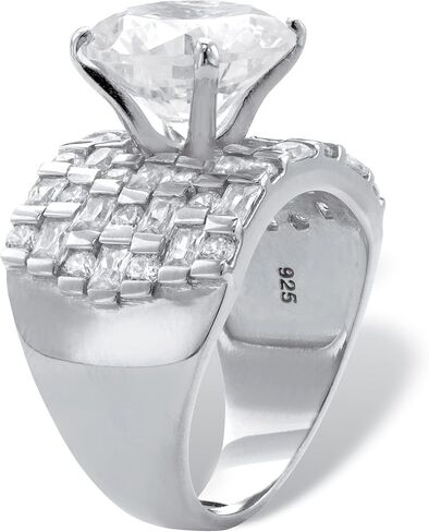 Palm Beach Jewelry Platinum over Sterling Silver Round and Baguette Cubic Zirconia Ring in Saudi Arabia