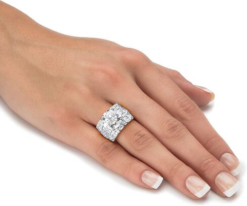 Palm Beach Jewelry Platinum over Sterling Silver Round and Baguette Cubic Zirconia Ring in Saudi Arabia