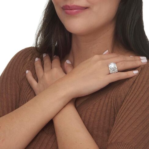Palm Beach Jewelry Platinum over Sterling Silver Round and Baguette Cubic Zirconia Ring in Saudi Arabia