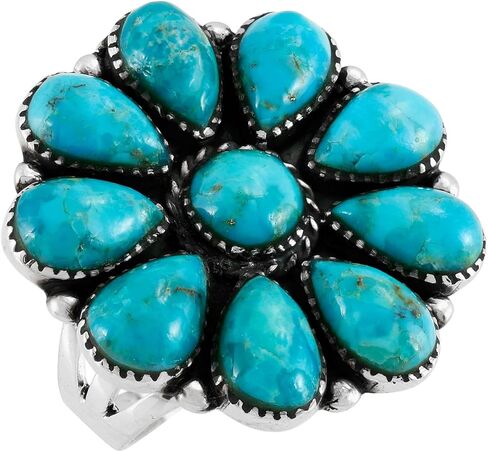 Turquoise Ring Sterling Silver 925 Genuine Gemstones Size 6 to 11 in Saudi Arabia