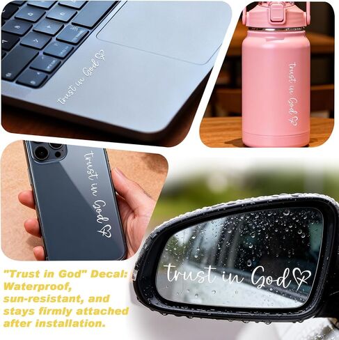 الثقة في الله أغطية أحزمة الأمان (2 قطعة) + ملصقات مرآة الرؤية الخلفية (4 قطع) + قلادة صليب يسوع، ملحقات السيارة المسيحية الداخلية للرجال والنساء، هدايا السائق الجديدة هدايا الكنيسة المعمودية الدينية المسيحية in Kuwait