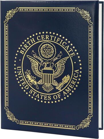 GraduatePro United States Birth Certificate Holder – Navy Blue Cover with Gold American Eagle Seal | Ideal Newborn Gift, Baby Keepsake, Unisex Birth Certificate Protector in Saudi Arabia