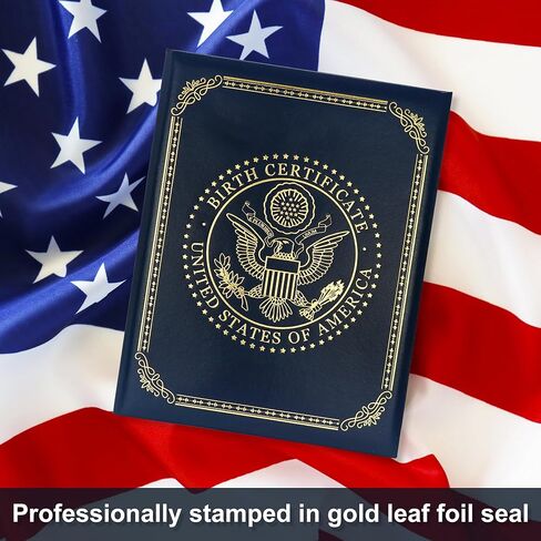 GraduatePro United States Birth Certificate Holder – Navy Blue Cover with Gold American Eagle Seal | Ideal Newborn Gift, Baby Keepsake, Unisex Birth Certificate Protector in Saudi Arabia