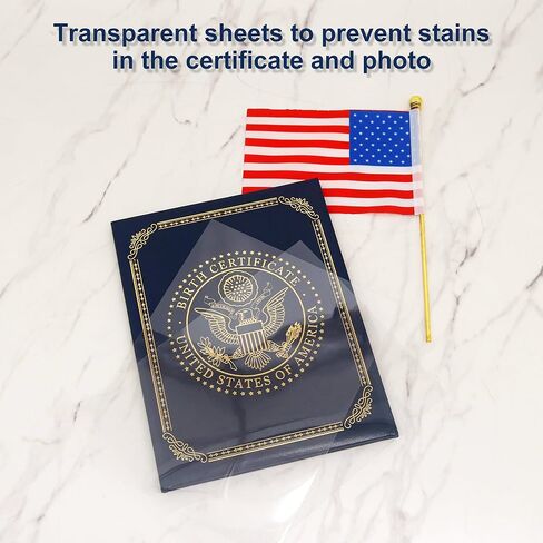GraduatePro United States Birth Certificate Holder – Navy Blue Cover with Gold American Eagle Seal | Ideal Newborn Gift, Baby Keepsake, Unisex Birth Certificate Protector in Saudi Arabia