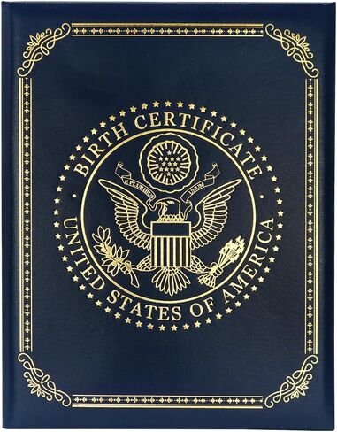 GraduatePro United States Birth Certificate Holder – Navy Blue Cover with Gold American Eagle Seal | Ideal Newborn Gift, Baby Keepsake, Unisex Birth Certificate Protector in Saudi Arabia